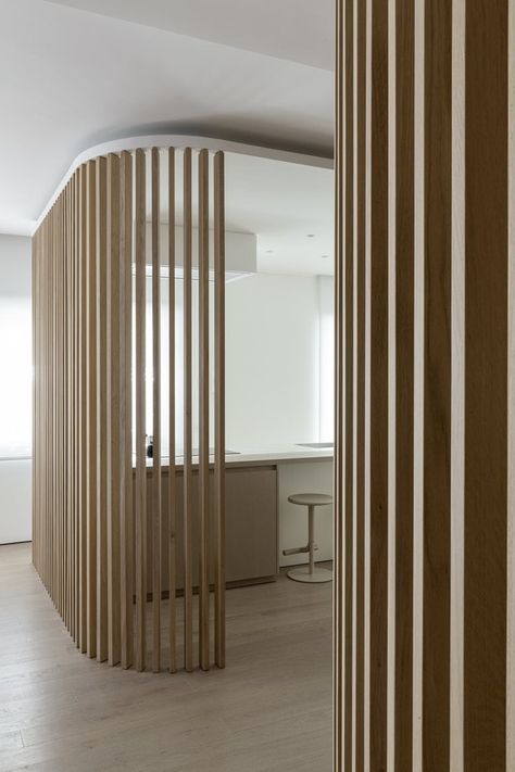 Gallery of Casa Dritta-curva - Rome / Italy / 2021 | Picture 3 | Interior Construction, Oak Bedroom, Design Boards, Shower Cabin, Wall Mounted Cabinet, Partition Wall, Slat Wall, Fireplace Wall, Office Interior Design