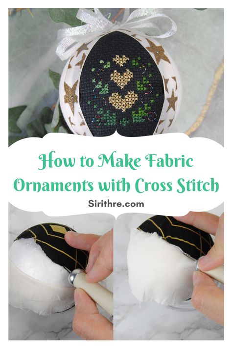 Cross Stitch On Fabric, How To Finish Cross Stitch Ornaments, Kimekomi Ornaments Tutorials, Sew Ornaments, Large Cross Stitch Patterns, Sewn Christmas Ornaments, Fabric Ornament, Unique Cross Stitch, Cross Stitch Tutorial