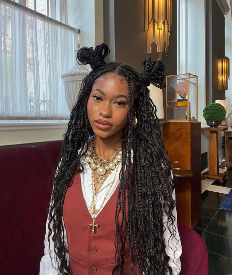 Braided Hairstyles With Beads, Trendy Braided Hairstyles, Hairstyles With Beads, Cute Box Braids Hairstyles, Pretty Braided Hairstyles, African American Hairstyles, Box Braids Hairstyles, Twist Hairstyles, Black Girls Hairstyles