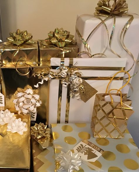 Gold & White Christmas  2016 Christmas 2016, White Christmas, Gift Box, Gift Wrapping, Christmas, Gold, Gifts