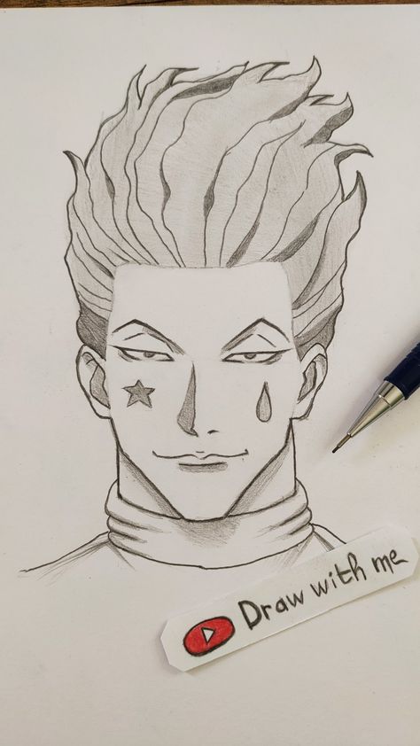 Cool Anime Drawing Pencil, Drawing For Beginners Anime, Anime Pencil Drawings, Hisoka Drawing Easy, Anime Boy Drawings Pencil, Anime Sketches Pencil, Hisoka Drawing Pencil, Hisoka Drawing, Hunter X Hunter Drawings Pencil