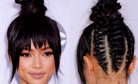 Steal Karrueche Tran's easy hairstyle Hair Knot Tutorial, Corn Row, Braided Top Knots, Black Wedding Hairstyles, Top Knots, Karrueche Tran, Top Knot Hairstyles, Braided Bun, Hair Envy