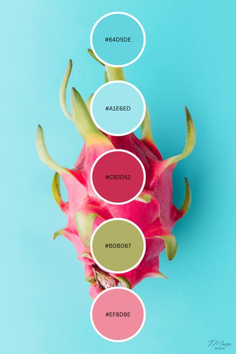 Use this beautiful color palette/color combo for inspiration on your next project #color #colorpallete #colorinspiration #colorcombos #colorcodes Pineapple Color Palette, Fruity Color Palette, Colorpallete Inspiration, Bright Retro Color Palette, Pink Color Palette Colour Schemes, Dragon Fruit Aesthetic, Fruit Color Palette, Triadic Color Scheme, Tropical Color Palette