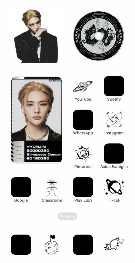 Hyunjin Phone Layout, Hyunjin Phone Theme, Skz Phone Layout, Skz Homescreen Layout, Layout Phone, Ios Layout, Phone Layout, Phone Inspiration, Iphone App Layout