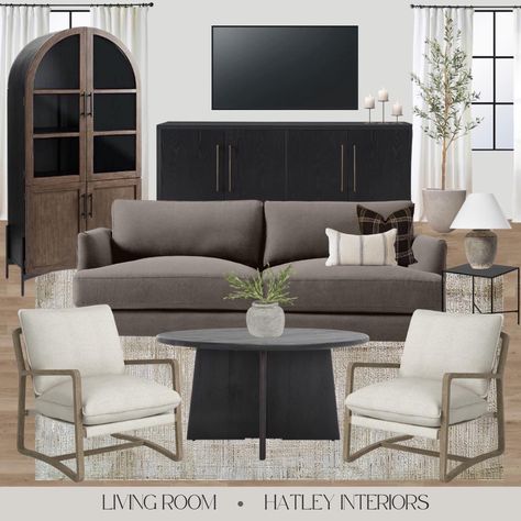 Dark Grey Couch Organic Modern, Dark Grey Living Room Furniture, Light Grey Sectional Living Room Decor Modern, Apartment Decorating Gray Couch, Dark Neutral Apartment, Grey Couch Mood Board, Light Moody Living Room, Dark Neutrals Living Room, Dark Sectional Living Room