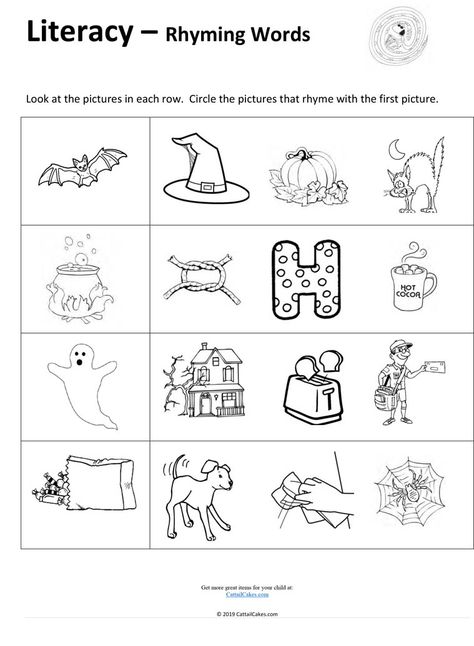 Preschool-halloween-rhyming-worksheet-free Halloween Rhymes, Rhyming Worksheet, Halloween Worksheets, Halloween Preschool, About Halloween, Reading Worksheets, Rhyming Words, Free Halloween, Halloween Pictures