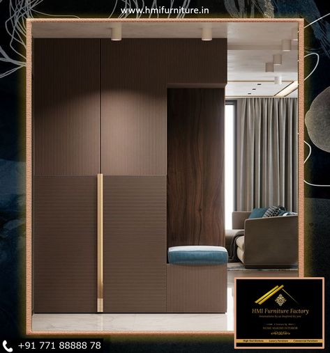 Brown Wardrobe Design Bedroom, Wardrobe Mica Colour Combination, Brown Wardrobe Bedroom, Bedroom Wardrobe Colour Combination, Laminate Wardrobe Design, Modern Bedroom Wardrobe Ideas, Brown Wardrobe, Cupboard Ideas Bedroom, Brown Cupboards