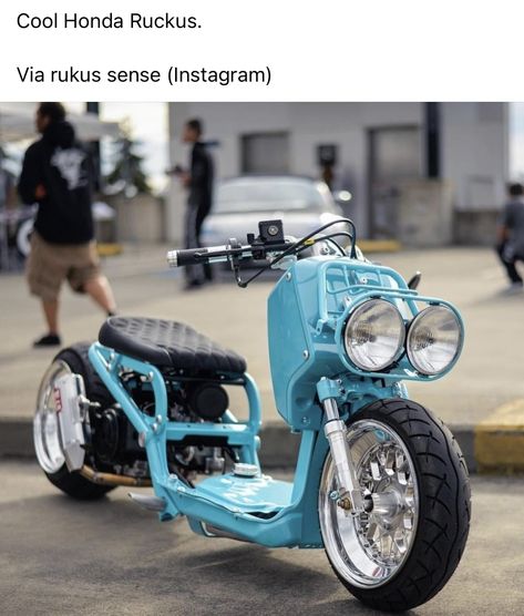 Honda Ruckus Custom, Custom Honda Ruckus, Honda Scooters, Scooter Custom, Honda Ruckus, Custom Vehicles, Concrete Patio Designs, Fat Bike, Motor Bikes