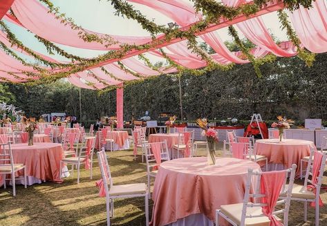 Pink Wedding Decor, Pastel Wedding Decorations, Indian Wedding Decorations Receptions, Wedding Tent Decorations, Pastel Wedding Theme, Wedding Farmhouse, Mandap Design, Wedding Farm, Wedding Ceiling