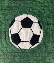 soccerball Soccer Quilt Pattern, Soccer Quilt, Soccer Bag, Quilt Block Patterns Free, Paper Pieced Quilt, Black And White Fabric, Quilt Block Pattern, Play Soccer, Baby Dragon