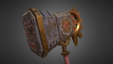 Steampunk Hammer, Gears And Cogs, Substance Painter, Thor, Wrap Bracelet, Painter