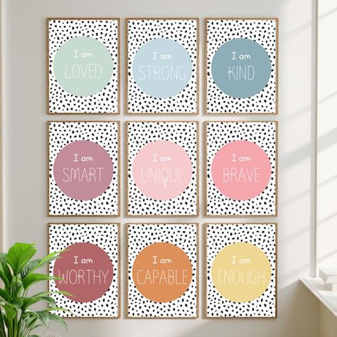 Growth Mindset Posters Classroom, Wall Art School, Boho Classroom Decor, Teachers Room, Boho Classroom, Affirmation Wall Art, Affirmation Wall, Positive Affirmations For Kids, Preschool Classroom Decor