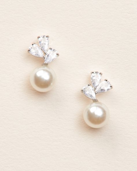 Meadow Pearl Earrings - Shop Stud Earrings | Dareth Colburn Pearl Drop Bridal Earrings, Wedding Earrings Pearl, Drop Bridal Earrings, Vine Headband, Pearl Drop Earrings Bridal, Earrings Pearl Drop, Pearl Bridal Earrings, Bridal Tops, Pearl Earrings Wedding