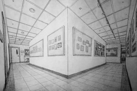 2 Point Perspective Drawing, Perspective Room, 1 Point Perspective, School Hallway, Perspective Sketch, Perspective Drawing Architecture, Architecture Drawing Plan, Drawing Interior, Perspective Drawing Lessons