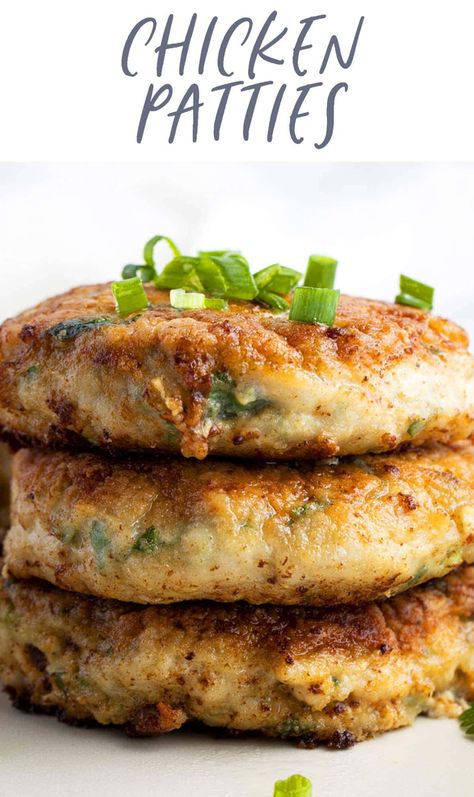 These chicken patties are an easy, lean protein that are perfect on their own or in burgers, sliders, wraps, or salads. They're seasoned just right, then lightly pan-fried for a beautiful crisp texture outside, while staying deliciously juicy inside. Chicken Patty Sliders, Chicken Burger Sliders, Gallbladder Meals, Easy Chicken Leg Recipes, Dinner Ideas Easy Chicken, Easy Crispy Chicken, Chicken Burger Patties, Chicken Patty Recipes, Meatballs Chicken