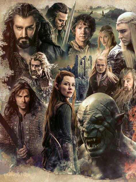 The Hobbit - movie collage Battle Of The Five Armies, Movie Collage, The Hobbit Movies, Desolation Of Smaug, Lotr Art, Thorin Oakenshield, Bilbo Baggins, Tauriel, Film Disney