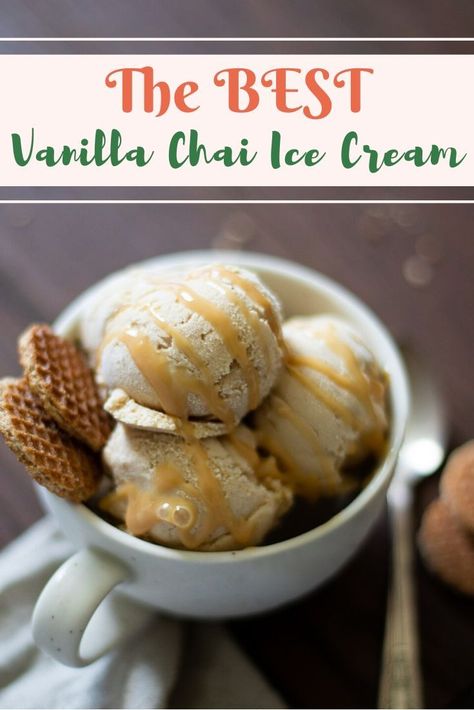 Vanilla Chai Latte, Chai Ice Cream, Kitchenaid Ice Cream Maker, Caramel Waffles, Vanilla Chai Tea, Iced Chai Tea Latte, Chai Spices, Cinnamon Ice Cream, Waffle Cookies