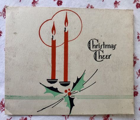 VINTAGE 1930S ART Deco Christmas Greeting Card Pair Red Holiday Candles Holly $8.50 - PicClick Xmas Prints, Book Art Christmas, Art Deco Christmas, Dreamy Christmas, Christmas Stationary, Vintage Christmas Candles, Deco Christmas, Retro Christmas Cards, Christmas Card Illustration