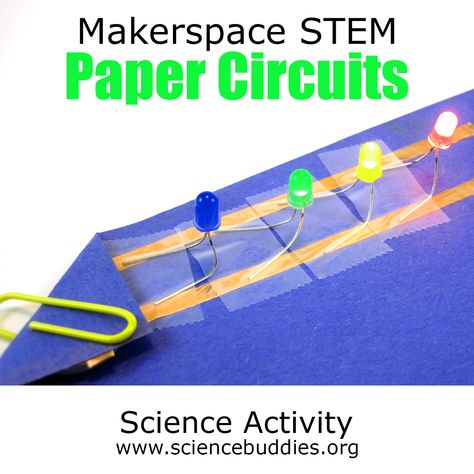 Get creative with paper circuits and use copper tape and coin cell batteries to add light-up LED effects to cards, art, or other projects.   #makerspace #papercircuits #electronics #sciencefair #maker #scienceproject #scienceteacher #STEAM #creativeSTEM #scienceactivity  #scienceactivity Copper Tape Circuit, Paper Circuits Projects, Circuits Science, Paper Circuit, Physical Science Activities, Paper Circuits, Light Pictures, Steam Ideas, Copper Tape