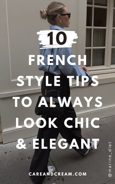 Discover the charm of French fashion and learn how to dress like a French woman with our 10 french style tips. From the timeless essentials that make up the French girl look to the elegance of classy Parisian style, these ten tips are your guide to always looking elegant in a Parisian chic way. French clothing style, French outfits, Paris fashion, Paris aesthetic. Classy Parisian Style, French Outfits, French Inspired Fashion, Chic French Style, French Wardrobe, Mode Tips, French Women Style, Parisian Chic Style, French Outfit