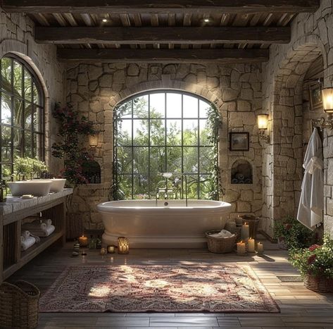 Castle Bathroom Aesthetic, Tuscan House Interior, Fairytale Bathroom, Hacienda Interior, Hacienda Interior Design, Hacienda House, Hobbit Life, Islamic Interior Design, Calabasas Homes