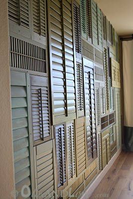 Shutter wall. Amazing. Wall Of Doors, Shutter Wall Decor, Shutter Decor, Shutter Wall, Old Shutters, Wood Shutters, Window Shutters, Home Good, Wooden Storage