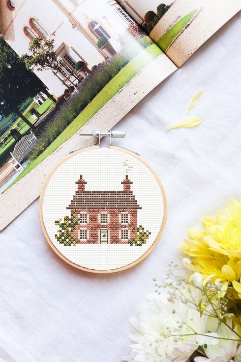 Cottagecore Cross Stitch, Cottage Cross Stitch, Cottagecore Decorations, Spring Cross Stitch, House Cross Stitch, Colorwork Chart, Cross Stitch Sampler Patterns, Cross Stitch House, Stitch Ideas