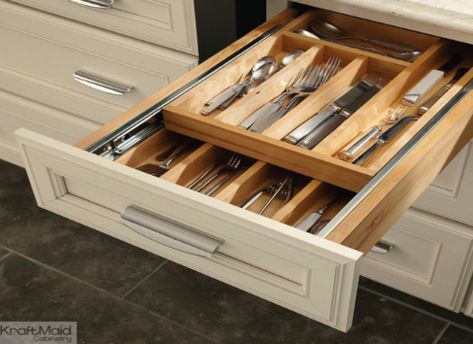 For more... Kitchen Drawer Organizers, Corner Kitchen Cabinet, Kitchen Necessities, Kitchen Organizers, Hidden Kitchen, Kitchen Drawer Organization, Built In Seating, Diy Kitchen Storage, Big Kitchen