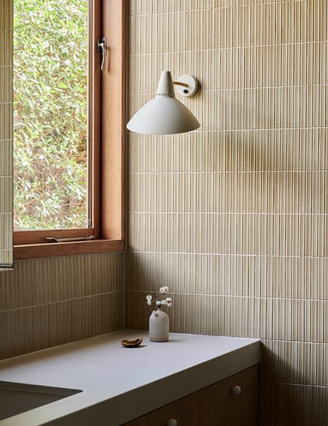 Ceramic Kitchen Tiles, Bathroom Tile Design Ideas, Dulux Natural White, Tile Design Ideas, Scandinavian Kitchen Design, Coastal Garden, Sea Change, Scandinavian Bathroom, Coastal Gardens