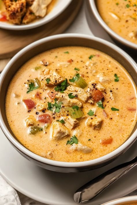 Spicy Chicken Soup For Colds, Cajun Chicken Soup Recipes, Cajun Sausage Soup Recipes, Spicy Soup Recipes Easy, Creamy Cowboy Soup, Hearty Chicken Soup Recipes, Cajun Soup Recipes, Brazilian Soup, Chicken Thigh Soup Recipes