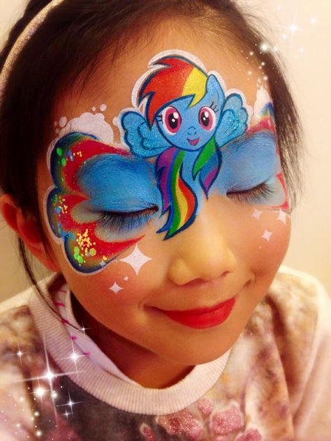 My Little Pony Haloowin Makeup, Pony Makeup, Adult Face Painting, Christmas Face Painting, Face Painting Easy, My Little Pony Party, Kids Face Paint, Face Paintings, Painting Tattoo