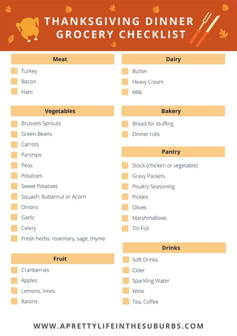 Thanksgiving Grocery List Free Printable, Thanksgiving Grocery List, Thanksgiving Food List, Preparing Thanksgiving Dinner, Thanksgiving Checklist, Thanksgiving Mains, Thanksgiving Lunch, Grocery Checklist, Free Planner Pages