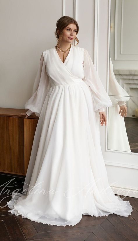 Plus Size Gown, Minimal Wedding Dress, Plus Wedding Dresses, Long Sleeve Bridal Gown, Plus Size Wedding Dress, Wedding Dress Flowy, Plus Size Wedding Gowns, Wedding Gowns With Sleeves, Plus Size Gowns