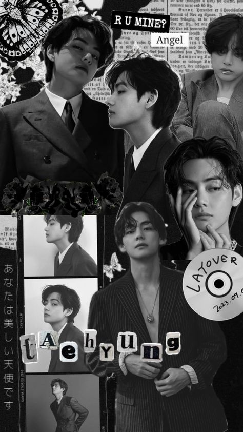 (Elaborated wallpaper) #v #bts #kpop #fyp #black #white #taehyung White Taehyung, Taehyung Black And White, Taehyung Black, Love Moon, Taehyung Wallpaper, Wallpaper Black, Black And White Wallpaper, Black And White Aesthetic, Black Aesthetic Wallpaper