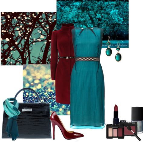 "Teal Contest Entry" by the-syrene ❤ liked on Polyvore Teal And Burgundy Outfit, Deep Teal Outfit, Teal Blue Outfit, Burgundy Dress Outfit, Bronze Autumn, Teal Outfit, Slip Skirt Outfit, Rich Winter, Turquoise Clothes