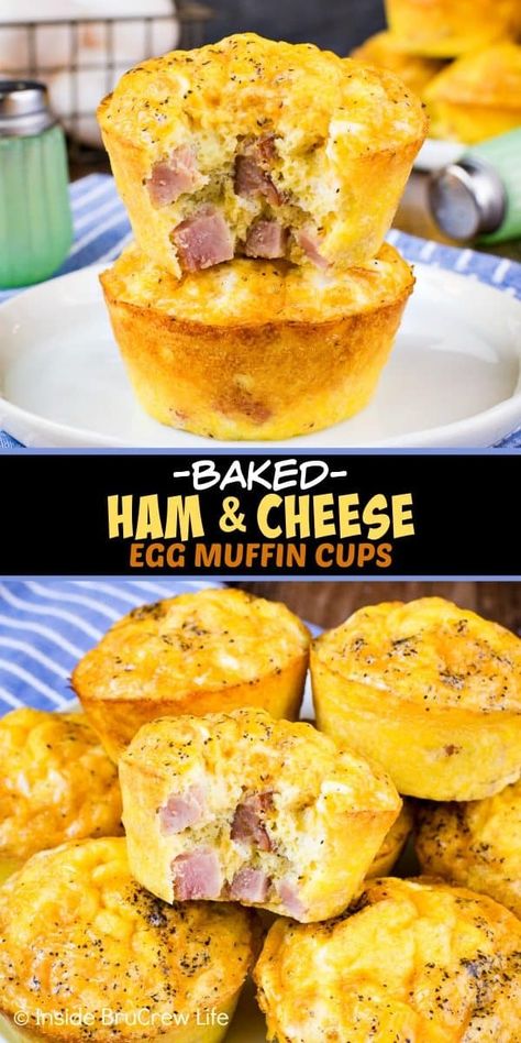 Ham And Cheese Egg Muffins, Eggs Healthy, Egg Muffin Cups, Egg Muffins Recipe, Breakfast Sides Dishes, Breakfast Appetizers, Egg Muffin, Breakfast Eggs, Vegan Muffins