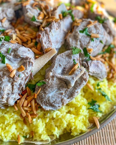 Heifa 🇵🇸 on Instagram: “Mansaf ✨ This is Jordan’s National Dish. I would visit Jordan for summers at a time growing up. Many of my family members live there and…” Mansaf Jordan, Visit Jordan, National Dish, Chocolate Shake, Juicy Steak, Creamy Soup, Food For Thought, My Family, Family Members