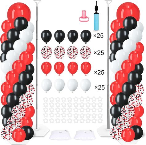 Amazon.com: 2 Sets Balloon Column Stand Kit with 100 Balloons 6 Ft Adjustable Balloon Stands Kit for Floor Red Black White Balloons Arch Column for Shower Birthday Graduation Racing Car Poker Card Decorations : Home & Kitchen Balloon Column Stand, Arch Column, Black And White Balloons, Balloons Ideas, Balloons Arch, Black Balloon, Poker Card, Balloon Stands, Black Balloons