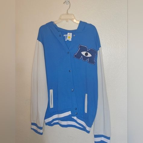 Monsters University letterman jacket Disney Jacket, Monsters University, Monster University, Letterman Jacket, Embroidered Details, Disney Store, White Color, Varsity Jacket, Color Block