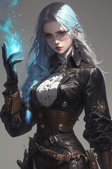 Steam Punk Female Character Art, Futuristic Female Character Concept, Mage Female, Female Sorcerer, Female Mage, Female Mage Character Art, Mage Character Art, Female Wizard, Steampunk Character