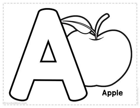 Alphabet Coloring Pages - Preschool Mom Free Preschool Printables Alphabet, Letter A Printable, Letter A Coloring Pages, Preschool Mom, Kindergarten Coloring Pages, Coloring Worksheets, Abc Coloring Pages, Preschool Coloring Pages, Abc Coloring