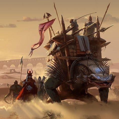 Desert Caravan, Dark Fantasy World, Dark Sun, Waiting In The Wings, Fiction Idea, New Fantasy, Scene Art, Fantasy Warrior, Anime One