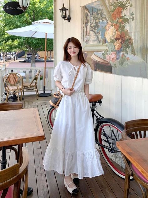 Modest Korean Fashion, Dress Korean Style Simple, Short Frocks For Women, Korea Dress, Long Skirt Outfits, Frock For Women, Modest Dresses Casual, Ootd Dress, Fashion Tops Blouse