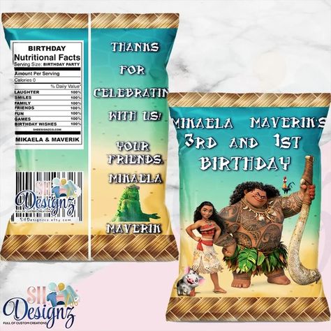 SHDesignzCo - Etsy Maui Birthday Party, Camarillo California, Moana Maui, Moana Birthday Party, Party Favors Birthday, Moana Birthday, Favors Birthday, Chip Bags, Children Images