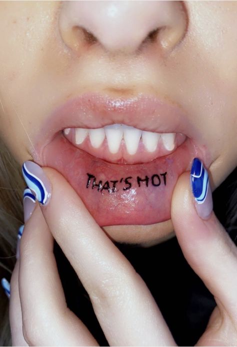 Underlip Tattoos, Funny Lip Tattoo, Lip Tattoos For Women, Bottom Lip Tattoo, Cute Lip Tattoos, Lips Tattoo On Neck, Inner Lip Tattoo Ideas, Lip Tattoos Ideas, Lip Tats