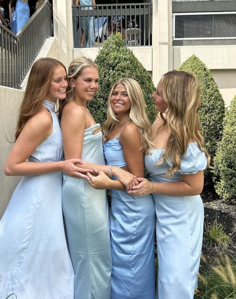 Sorority Recruitment Photos, Long Blue Dresses, Sisterhood Recruitment Round, Sorority Recruitment Photoshoot, Recruitment Sisterhood Round, Alpha Phi Recruitment, Sorority Recruitment Themes, Recruitment Marketing, Recruitment Themes