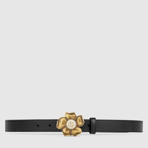 Belt Gucci, Womens Designer Belts, Gucci Leather Belt, Cute Headphones, Flower Belt, Nice Belts, Designer Belts, Metal Flower, Fashion Belts