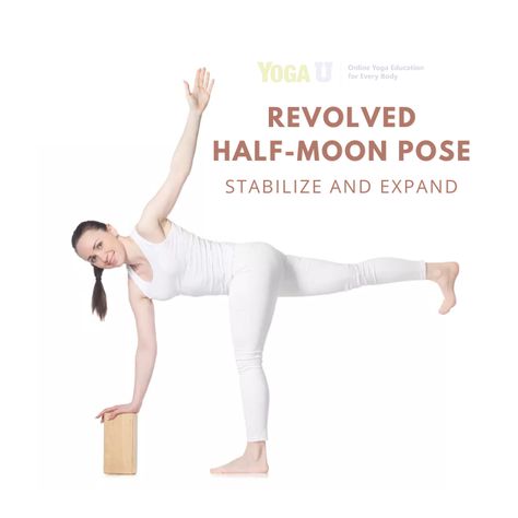 If Revolved Half-Moon Pose has fallen off of your radar, this article is here to show you why it’s worth revisiting!  With a bit of prep, Revolved Half-Moon Pose can be a breath of fresh air in your yoga routine.  Read on to learn how: https://yogauonline.com/pose-library/revolved-half-moon-pose-stabilize-and-expand/  #yogapose #halfmoonpose #yogi #yogagirl #yogastudio #yogajourney #yogawear #yogacommunity #meditation #yogalove #yoga #yogateacher Pose Library, Half Moon Pose, Yoga Education, Yoga Community, A Breath Of Fresh Air, Online Yoga, Yoga Routine, Breath Of Fresh Air, Yoga Girl