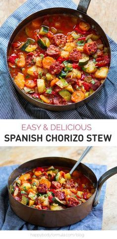 Spanish Chorizo Stew - Easy & Delicious (Gluten Free, Dairy Free, Real Food) Spanish Beef Stew, Paleo Stew, Spanish Stew, Chorizo Stew, Spanish Chorizo, Vegetable Stew Recipe, Chorizo Recipes, Salad Pasta, Vegetable Stew