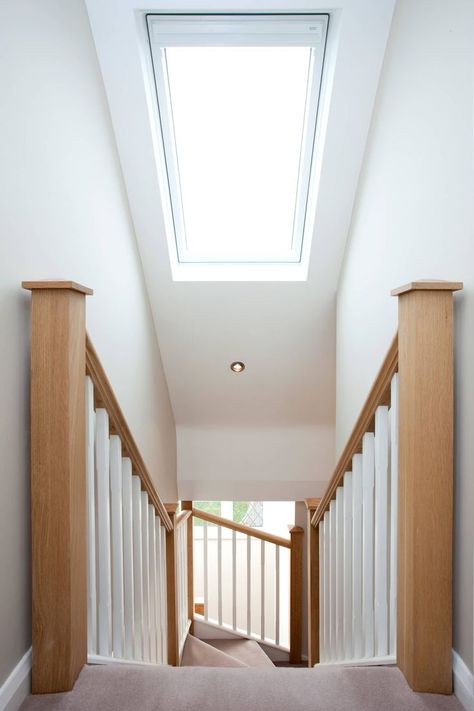 Velux over stairs : Windows & doors by A1 Lofts and Extensions #VELUXdaylight Staircase Skylight, Bungalow Loft Conversion, Loft Conversion Ideas, Loft Conversion Stairs, Loft Conversion Plans, Loft Conversion Design, Stairs Light, Loft Conversion Bedroom, Dormer Loft Conversion